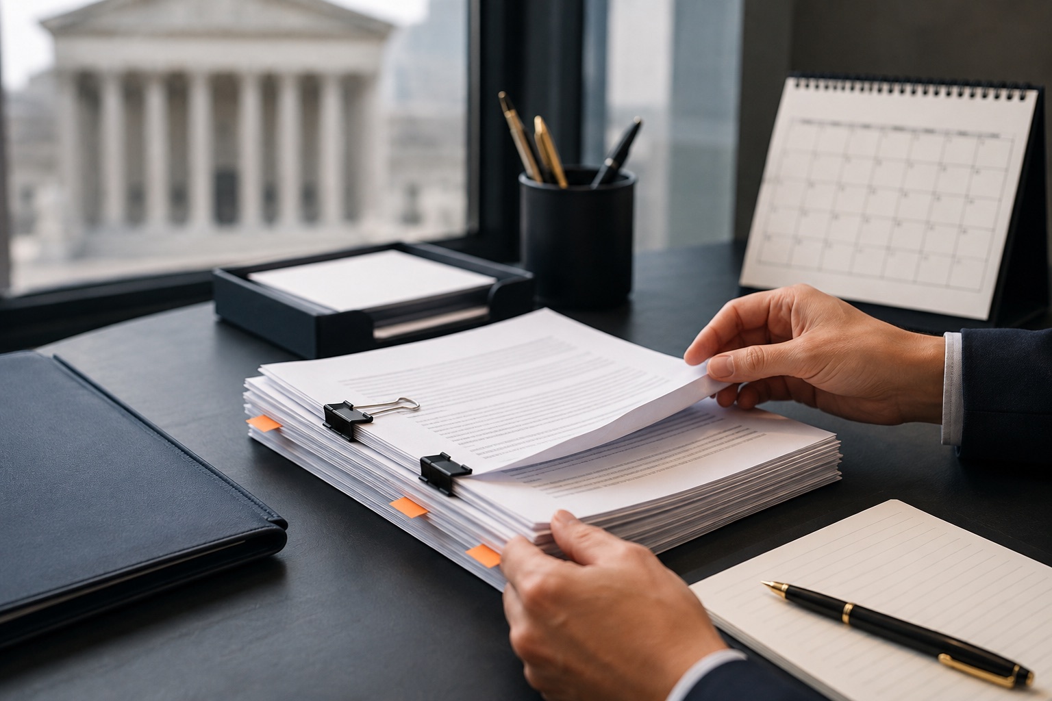 Organized generic court filing documents in a legal workspace