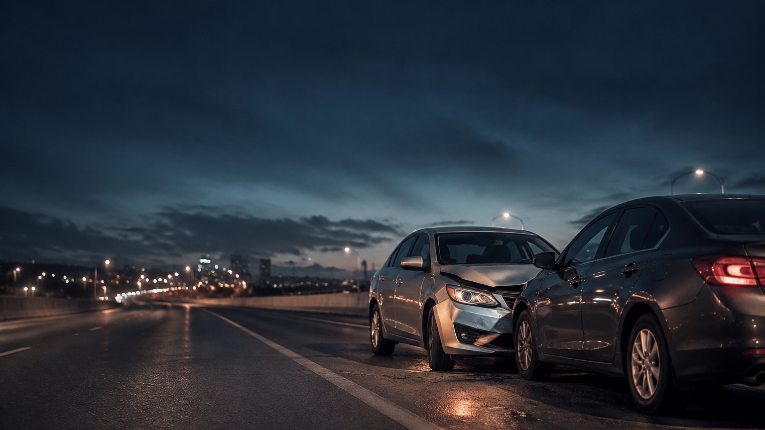 Damaged vehicles after a traffic accident